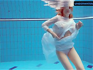 redhead Diana molten and crazy in a milky dress