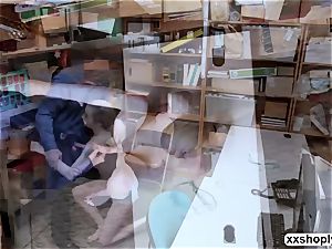 sizzling Shoplifter teenage Lexi Lore gets pummel in the LP office