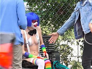 penis enjoying clown Mikayla Mico romping in public